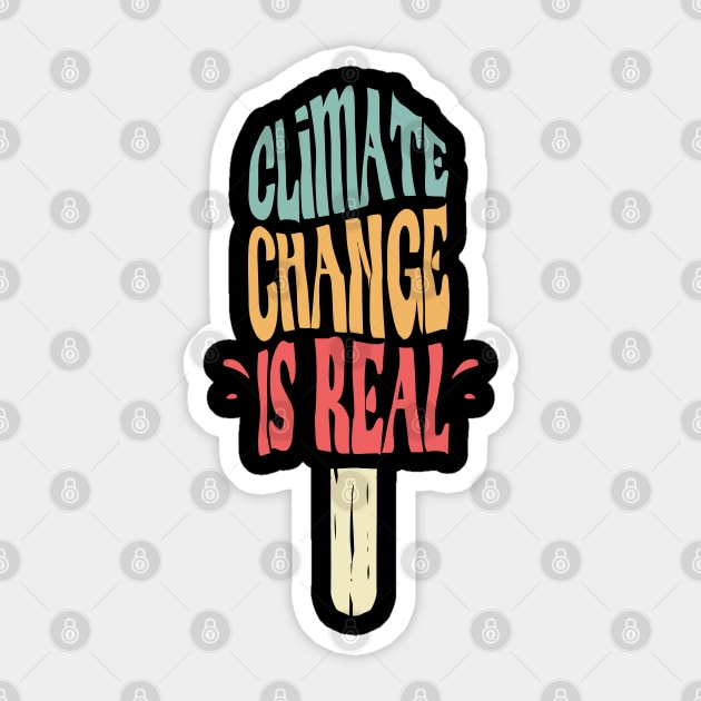 Climate Change is real vintage Popsicle Ice cream design Sticker by A Comic Wizard